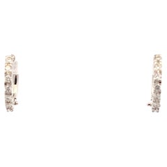 Pendientes huggie de aro pequeño con diamantes Oro blanco 18k