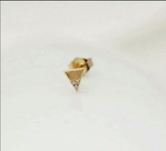 Diamond Petite Triangle Stud 14k Gold Pave Diamond Studded Tops Wedding Gift.