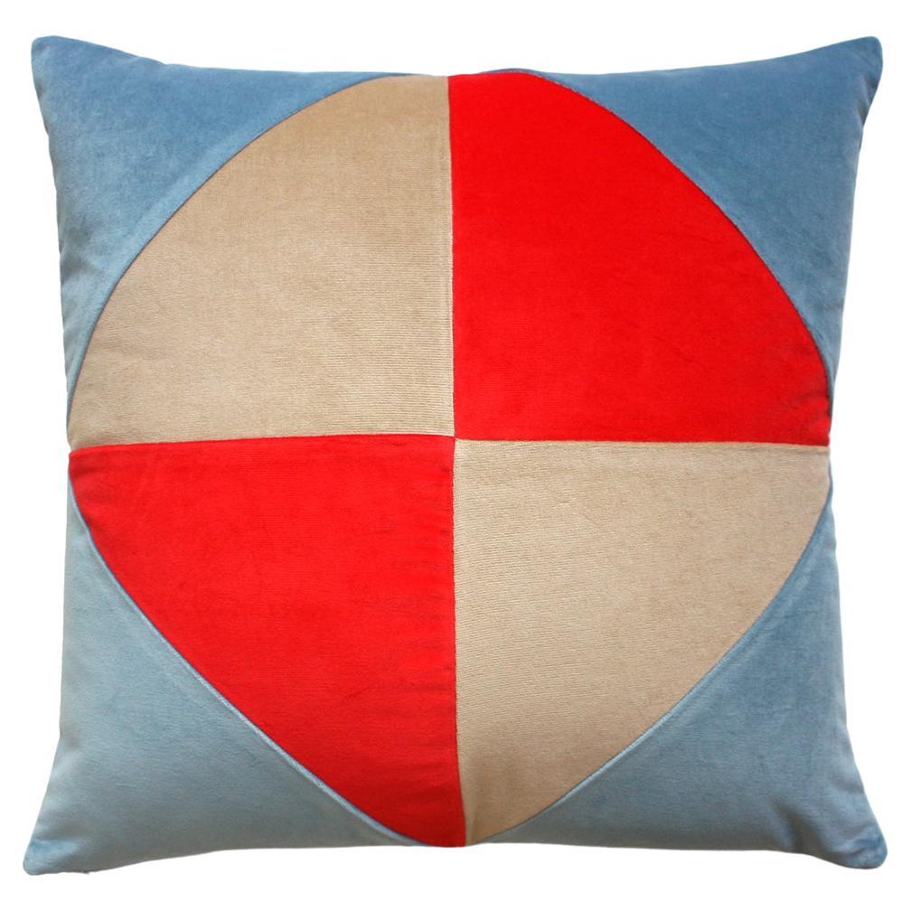 Diamond Petrol & Red Velvet Deluxe Handmade Decorative Pillow