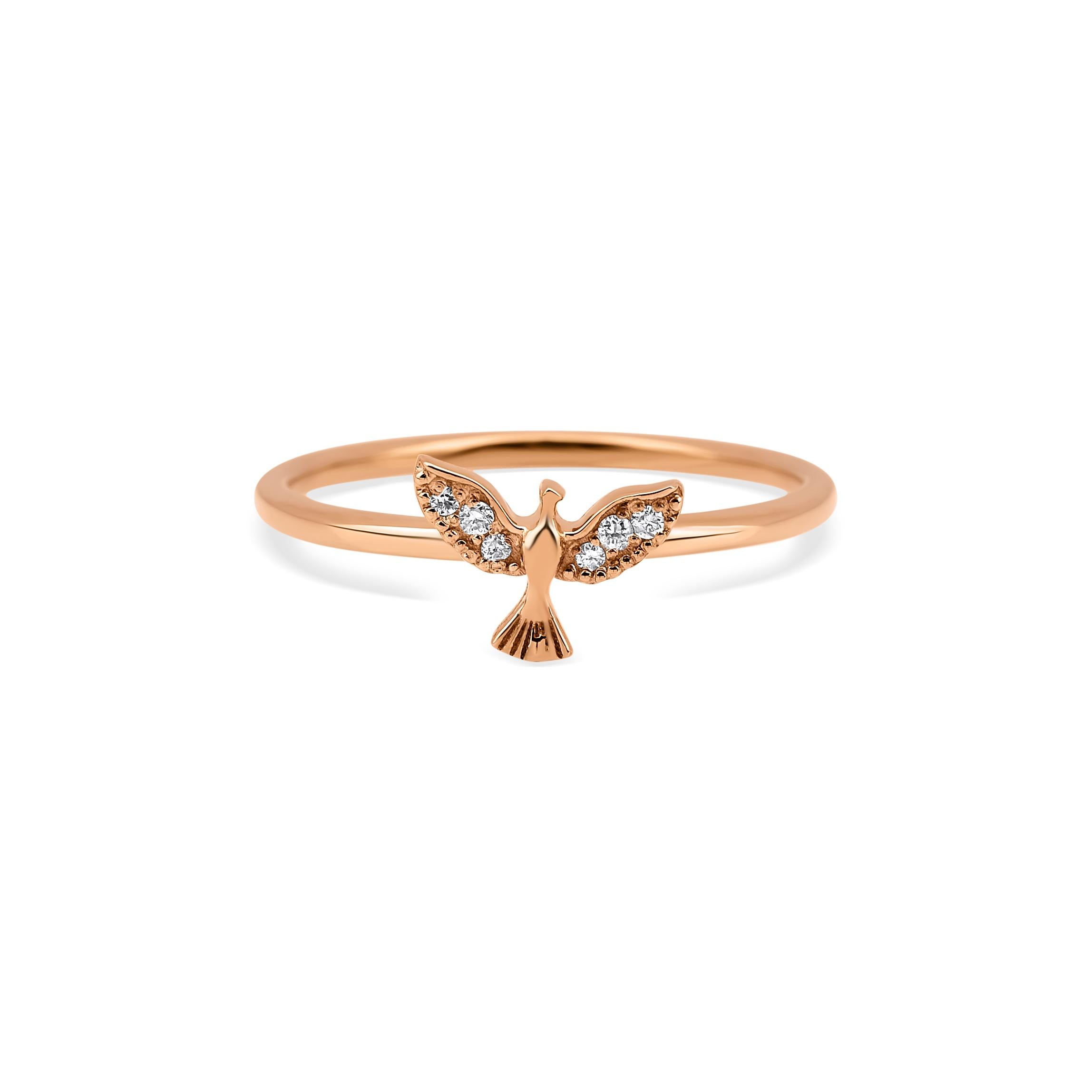 Diamond Phoenix 0.04ct Solid Gold Ring For Sale 1