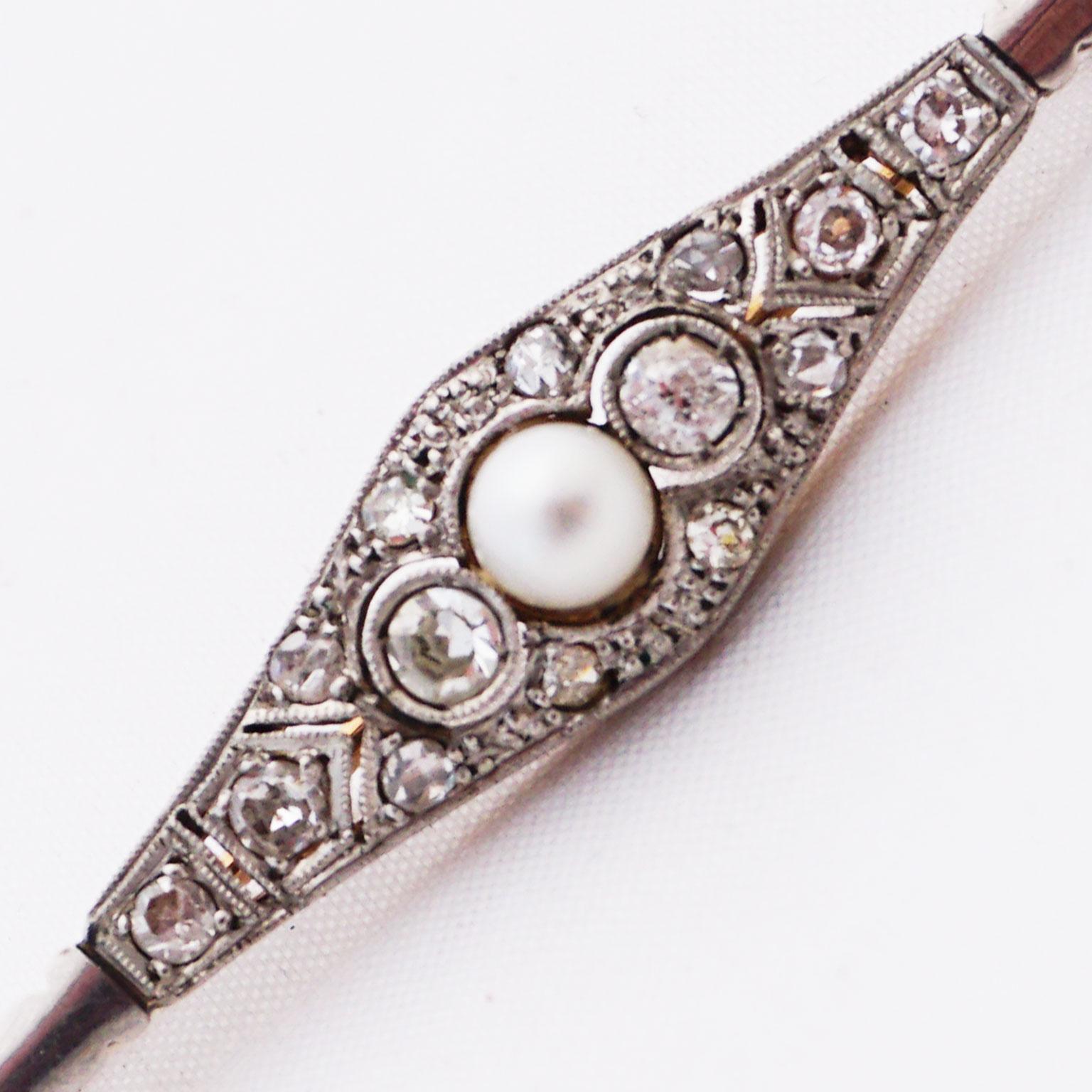 Diamond Pin with Pearl of Art Deco, 1920s For Sale 12