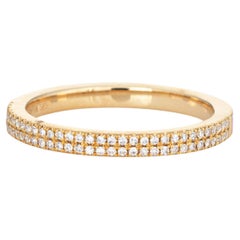 Eternity-Ring 6,5 14k Gelbgold, Diamant, rosa Emaille, feiner Schmuck, Stapelring
