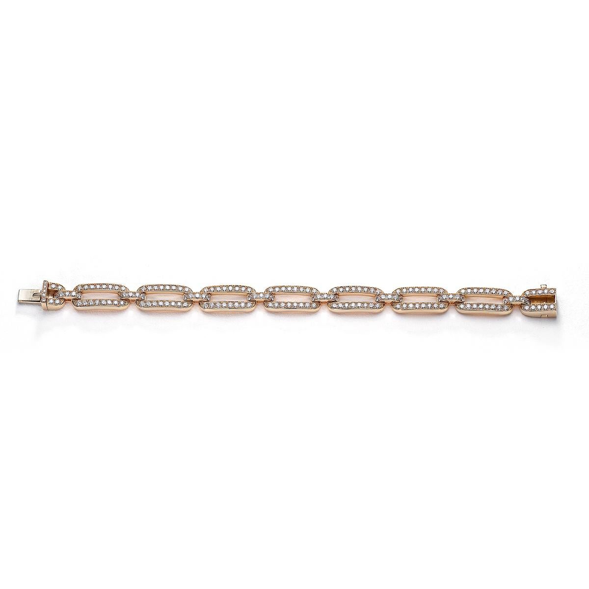 Contemporary Diamond Pink Gold Bracelet For Sale