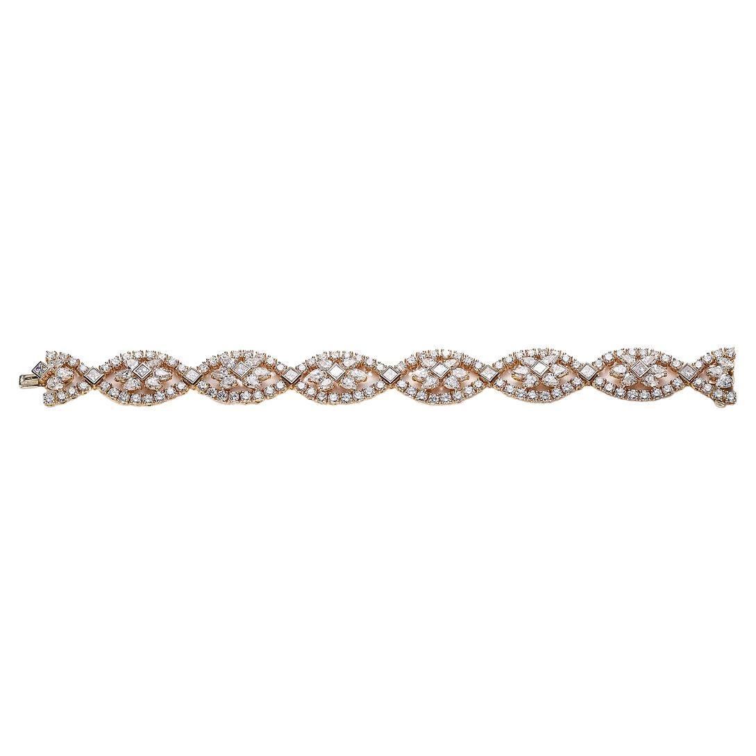 Diamond Pink Gold Bracelet For Sale