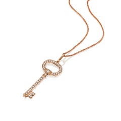 Diamond Pink Gold Key Pendant