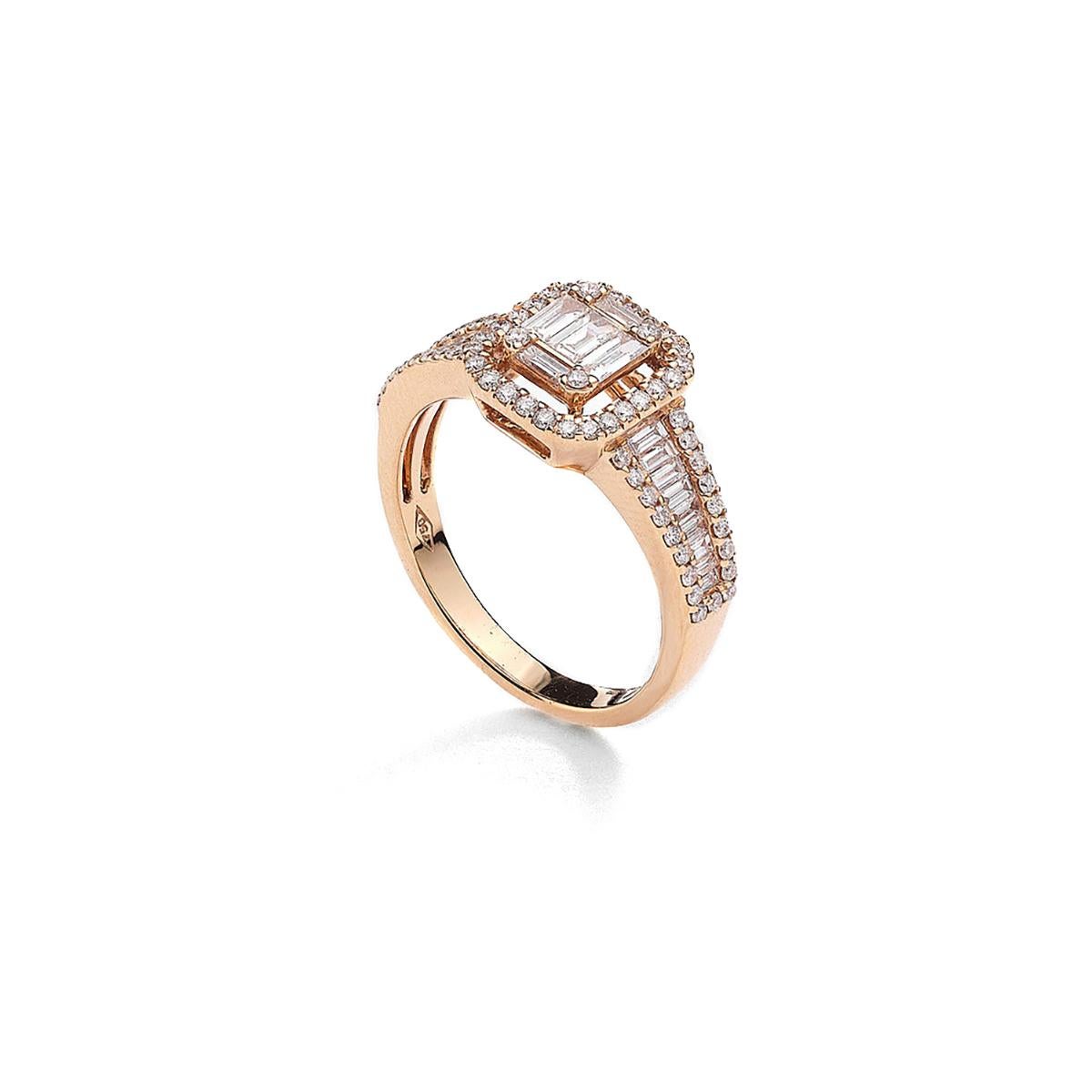 Diamond Pink Gold Ring For Sale 1