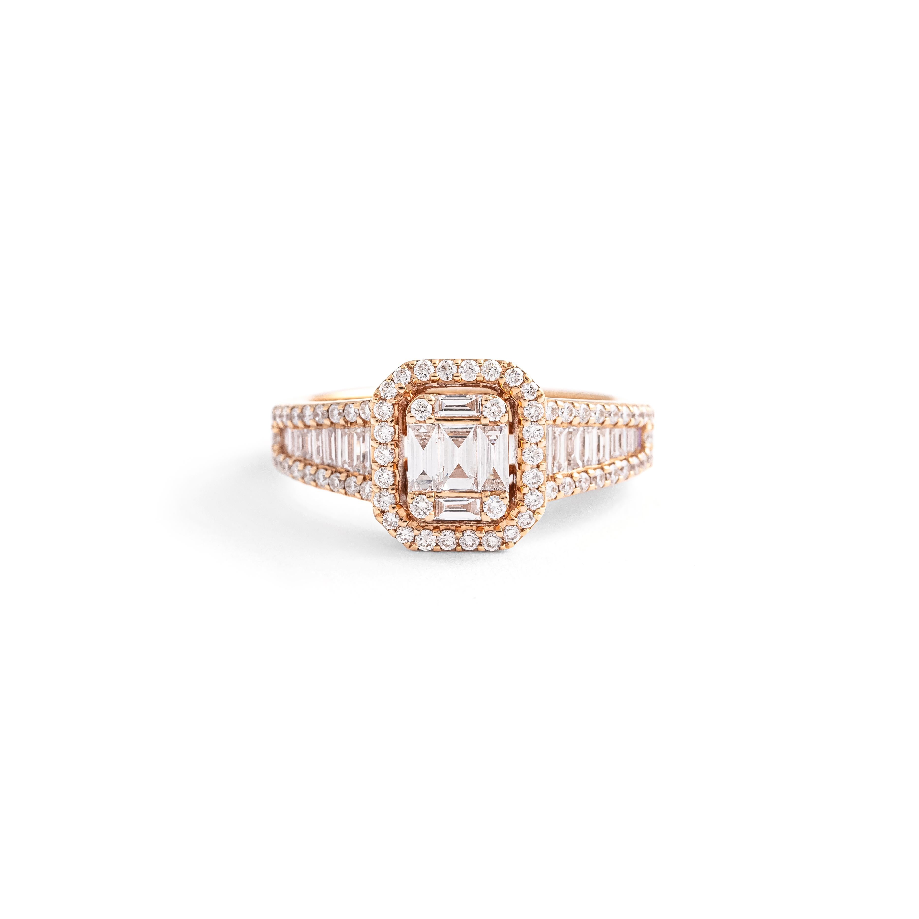 Contemporary Diamond Pink Gold Ring For Sale