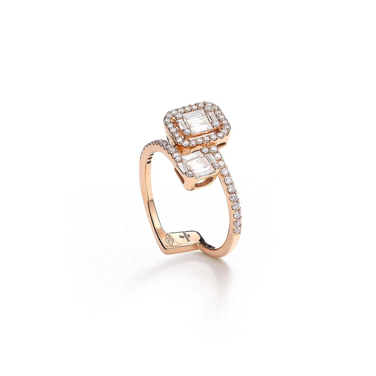 Contemporaneo Anello con diamante in oro rosa in vendita