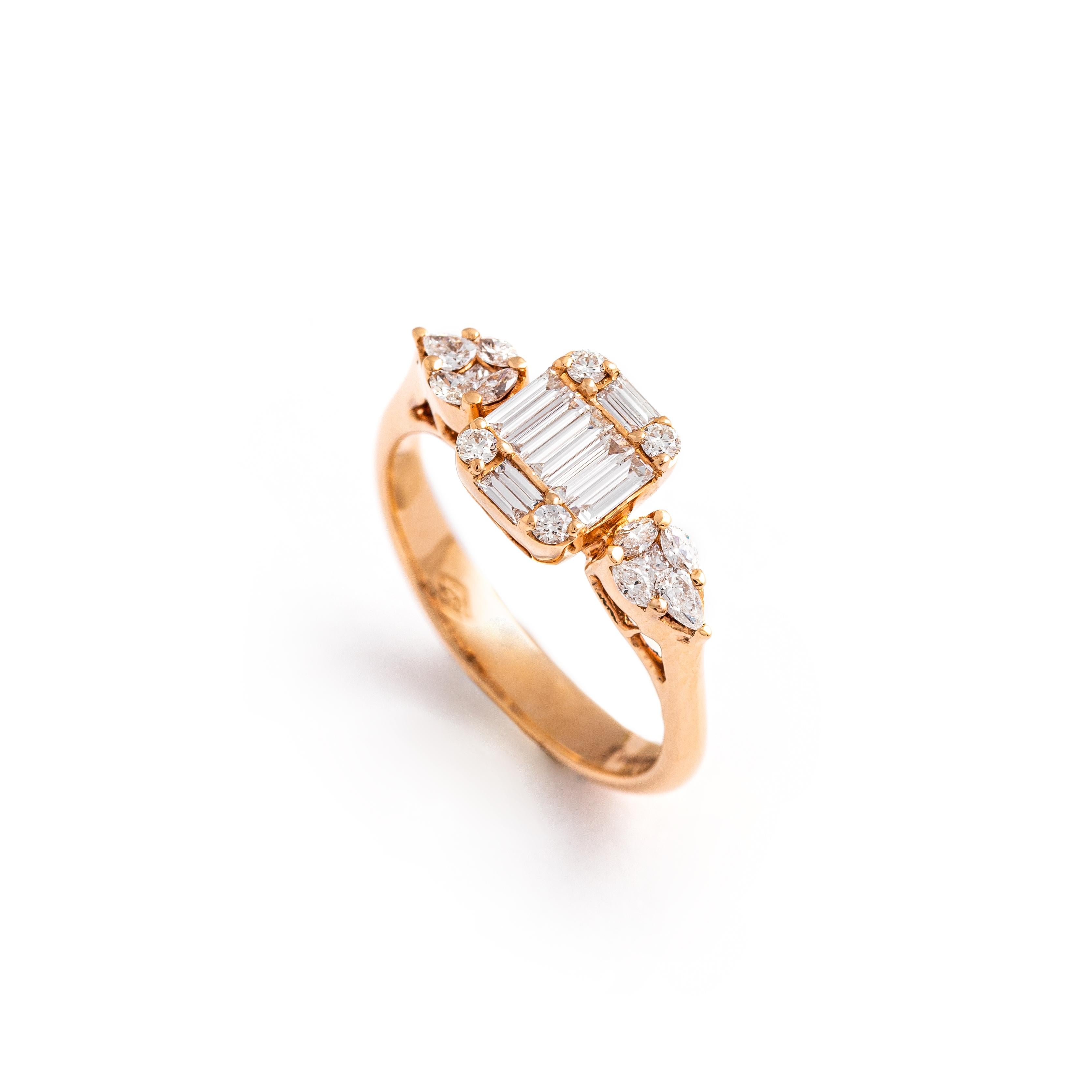 Diamond Pink Gold Ring For Sale 1