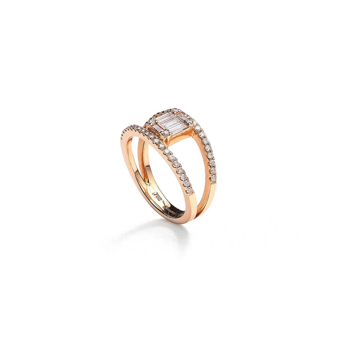 Contemporary Diamond Pink Gold Ring For Sale