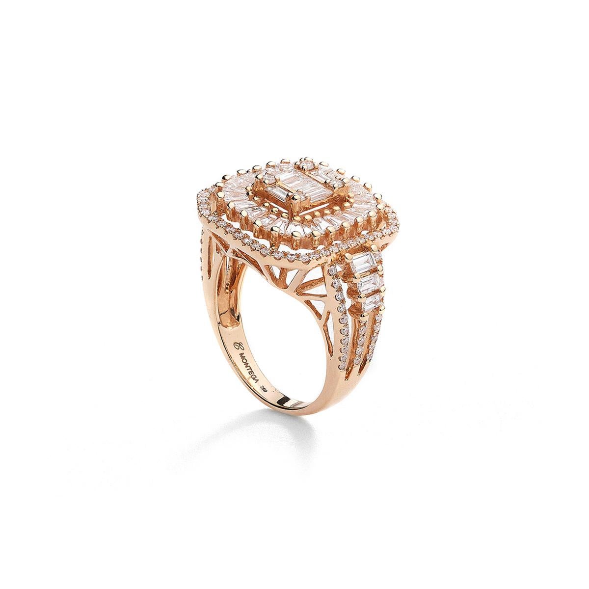 Tauchen Sie ein in die atemberaubende Schönheit unseres exquisiten Rings aus 18kt Roségold. Dieses wahrhaft fesselnde Stück ist ein atemberaubendes Beispiel für Eleganz und Raffinesse, das einen bleibenden Eindruck hinterlassen wird.

Dieser mit