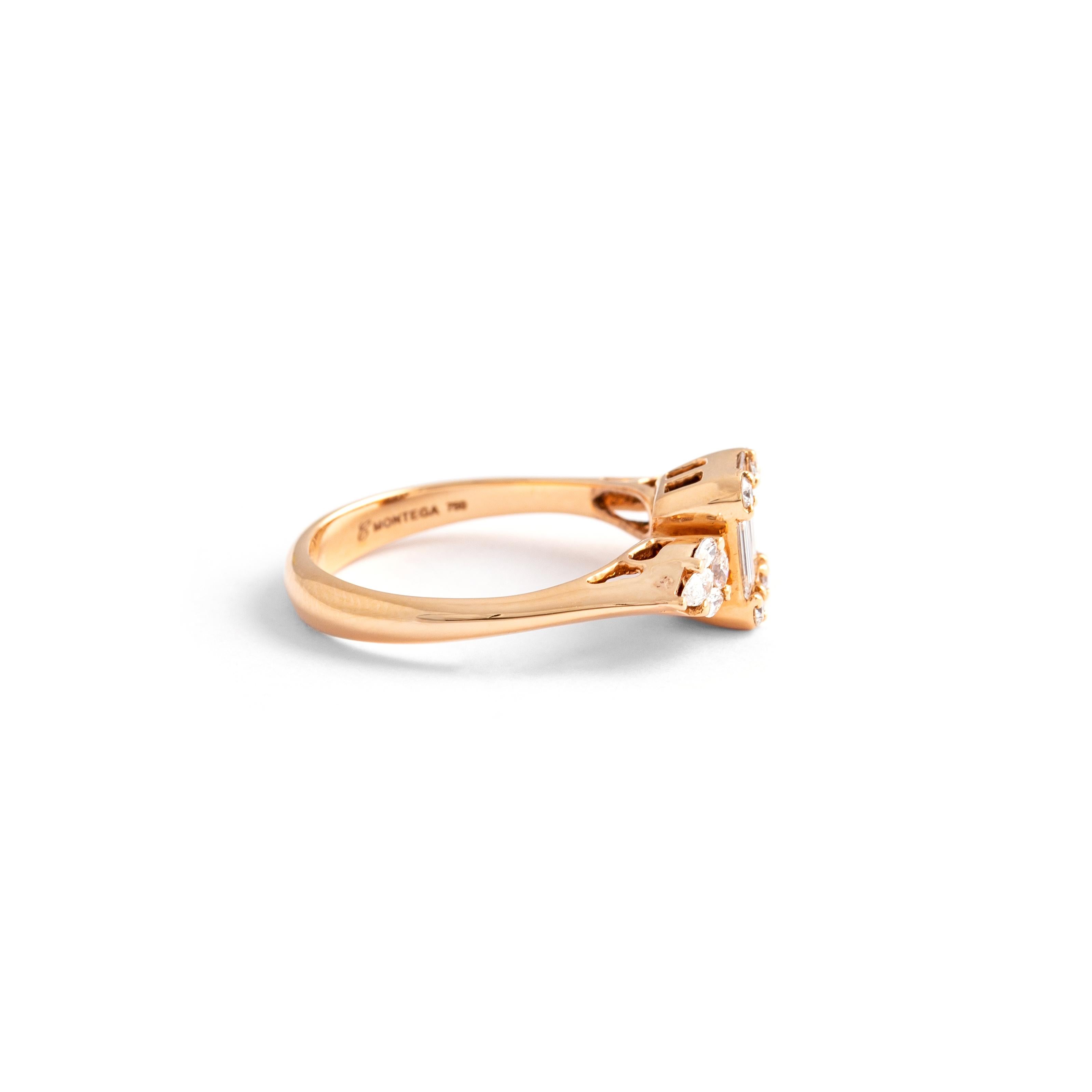 Princess Cut Diamond Pink Gold Ring For Sale