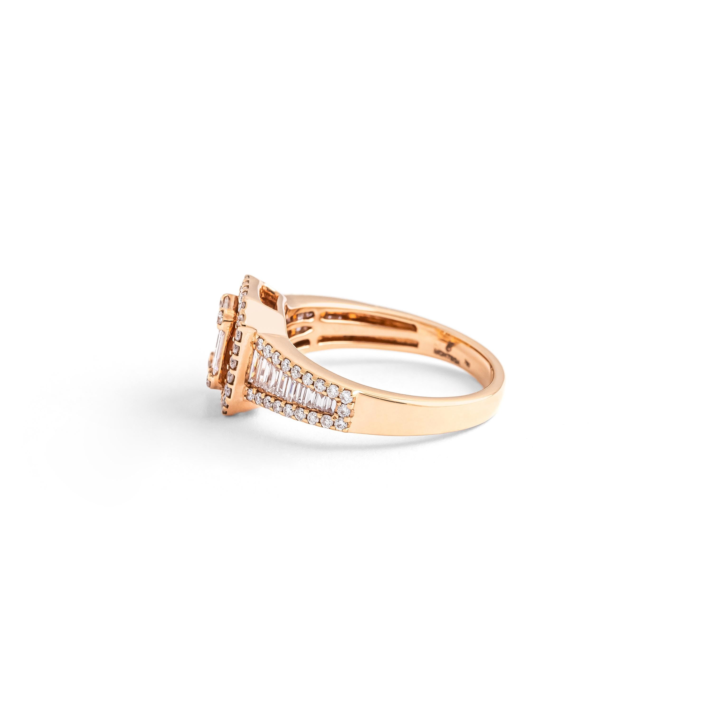 Women's Diamond Pink Gold Ring For Sale