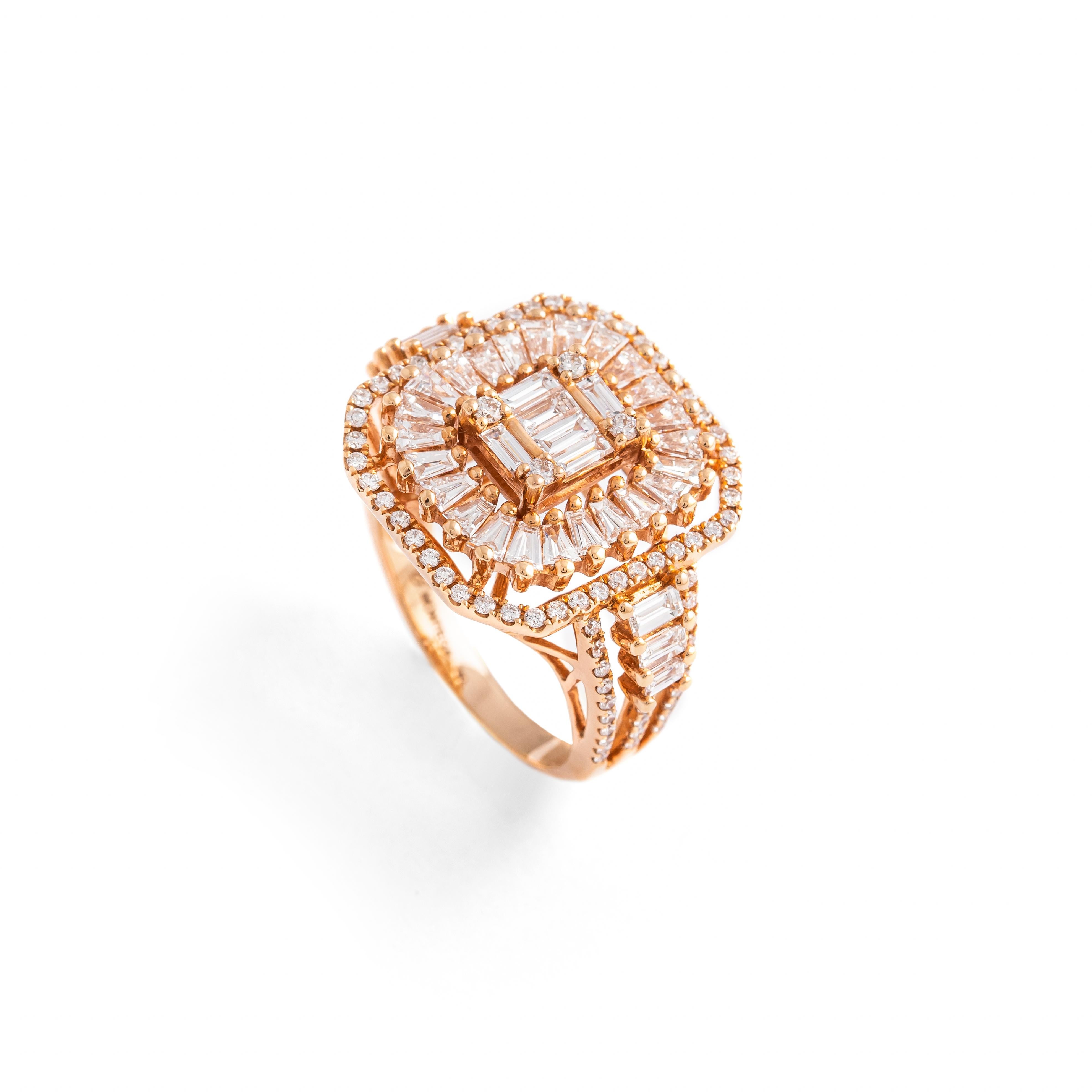 Women's Diamond Pink Gold Ring For Sale