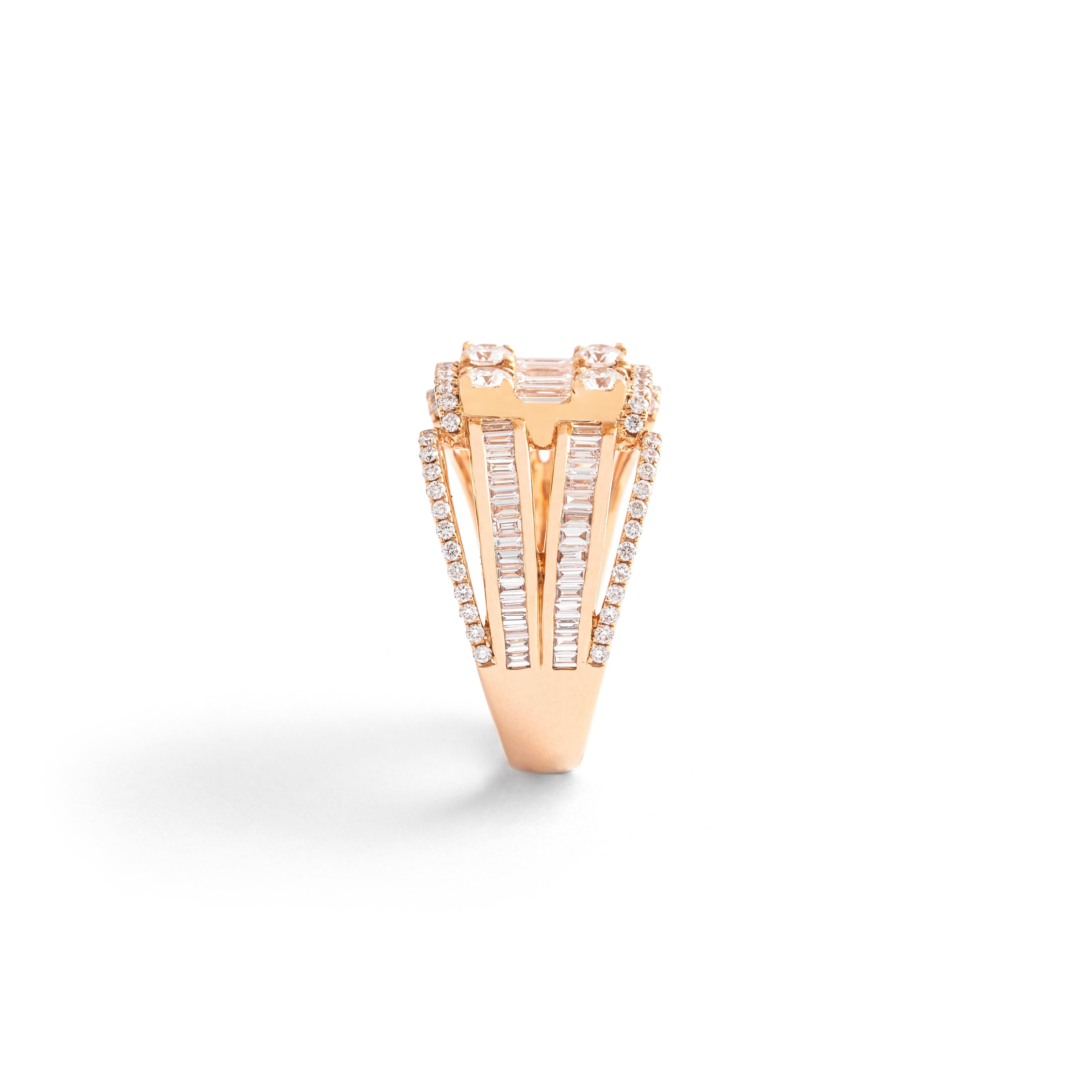 Women's or Men's Diamond Pink Gold Ring For Sale