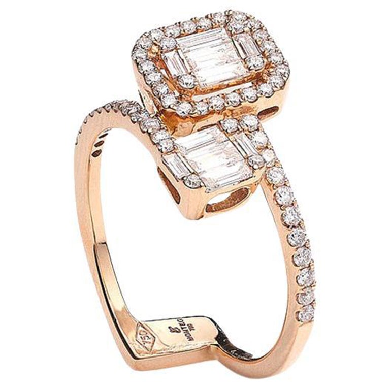 Anello con diamante in oro rosa