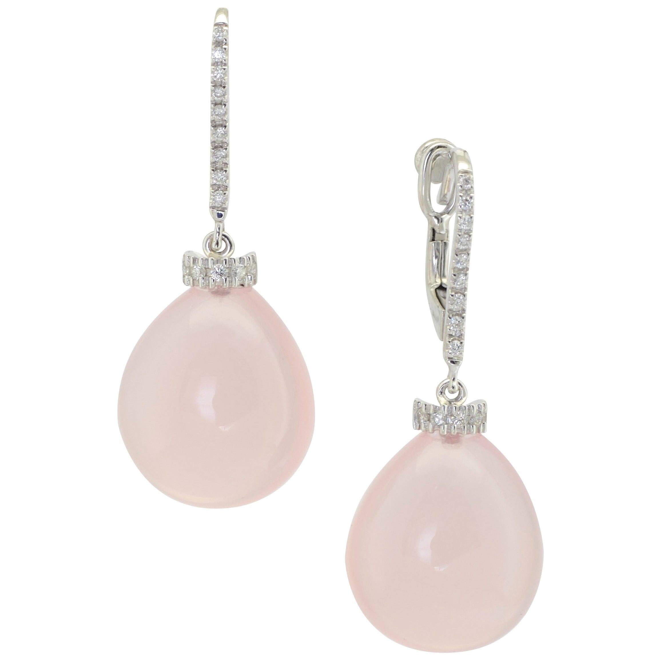 Boucles d'oreilles Gattopardo en or blanc 18 carats avec diamant et quartz rose