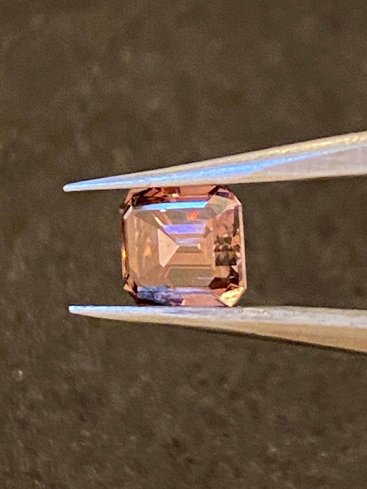 Diamond Pink Ring GIA 1.08ct Emerald Cut with 8 Diamond with certificat ! NEW For Sale 3