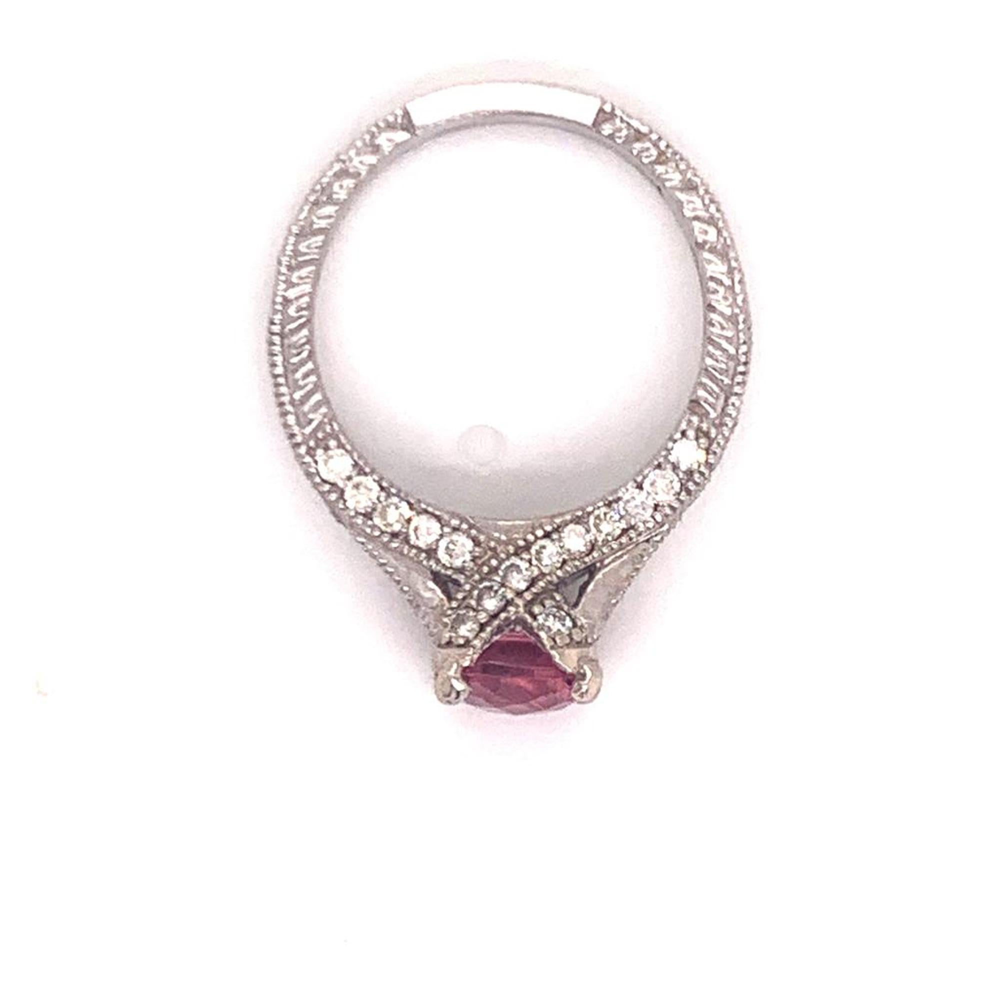 Diamond Pink Tourmaline Rubellite Ring 6.5 14k White Gold 2.45 TCW Certified For Sale 5