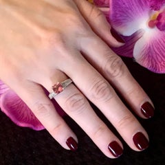 Diamond Pink Tourmaline Rubellite Ring 6.5 14k White Gold 2.45 TCW Certified