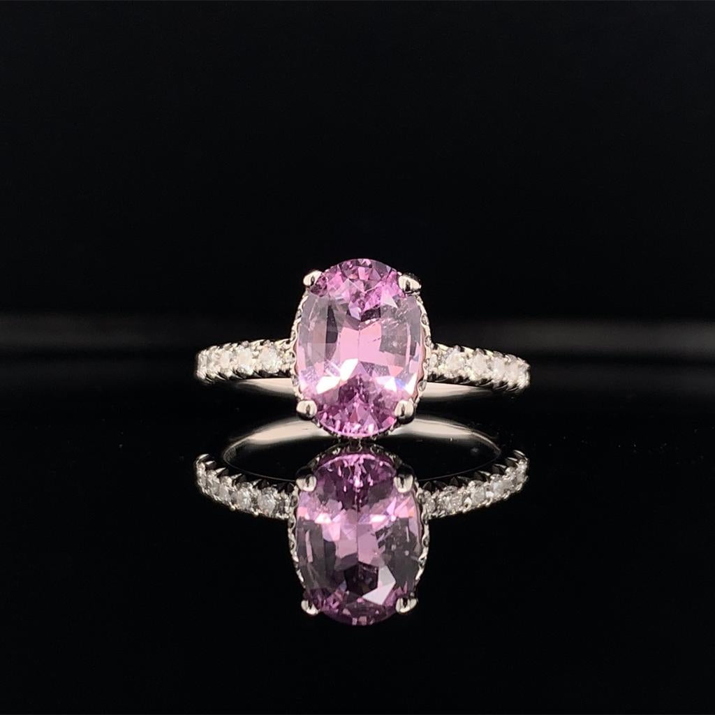 Modern Diamond Pink Sapphire Ring 18k Gold 2.75 TCW Women Certified