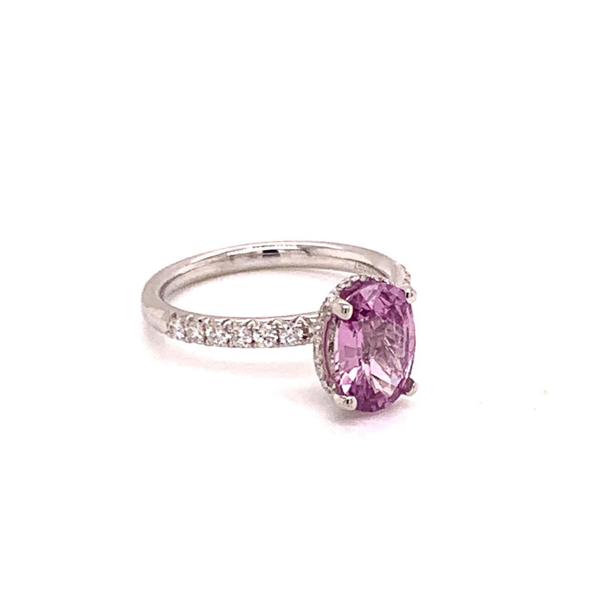 Diamond Pink Sapphire Ring 18k Gold 2.75 TCW Women Certified 2