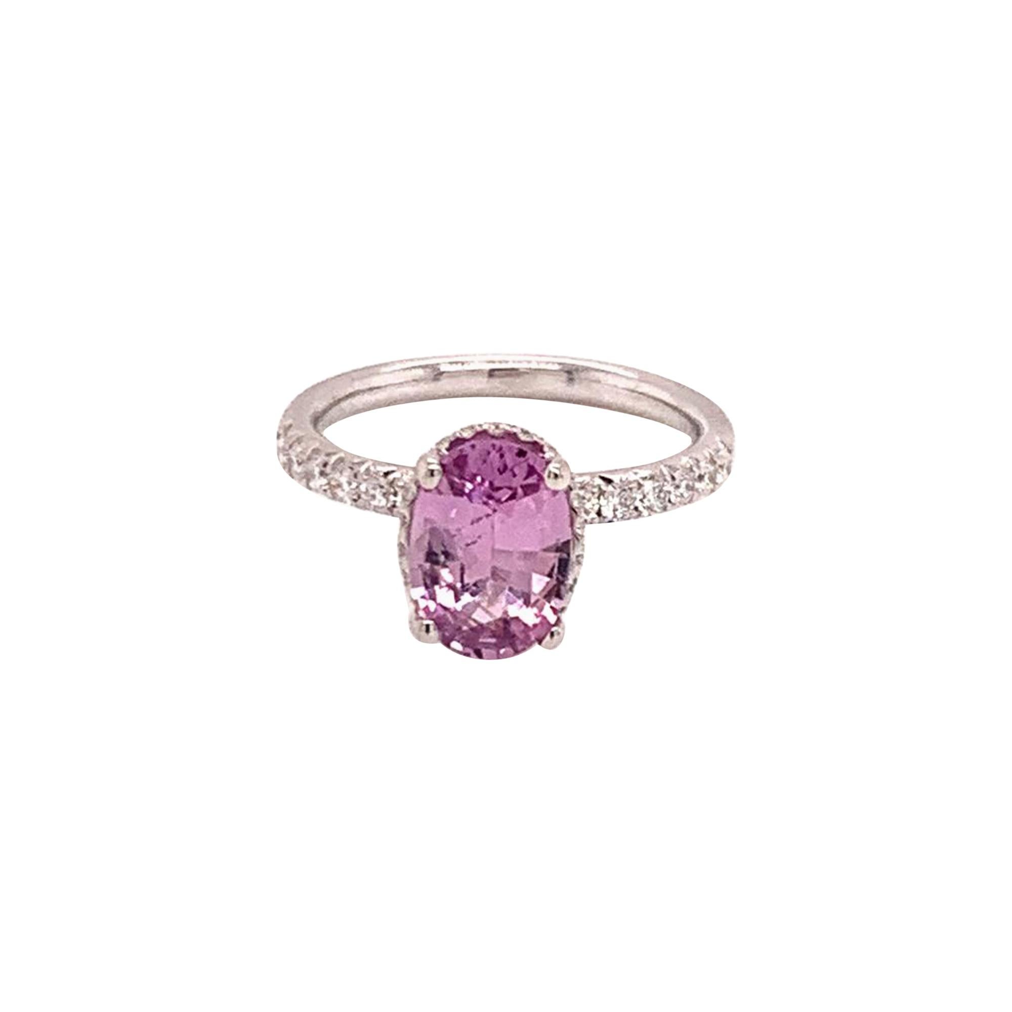 Diamond Pink Sapphire Ring 18k Gold 2.75 TCW Women Certified