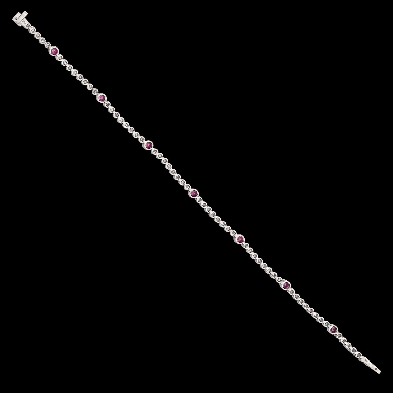 Diamond & Pink Tourmaline Platinum Line Bracelet 2