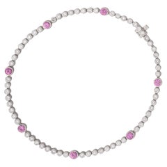 Vintage Diamond & Pink Tourmaline Platinum Line Bracelet