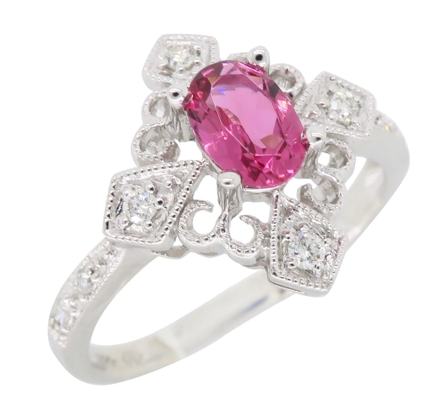 Diamond and Pink Tourmaline Ring 6