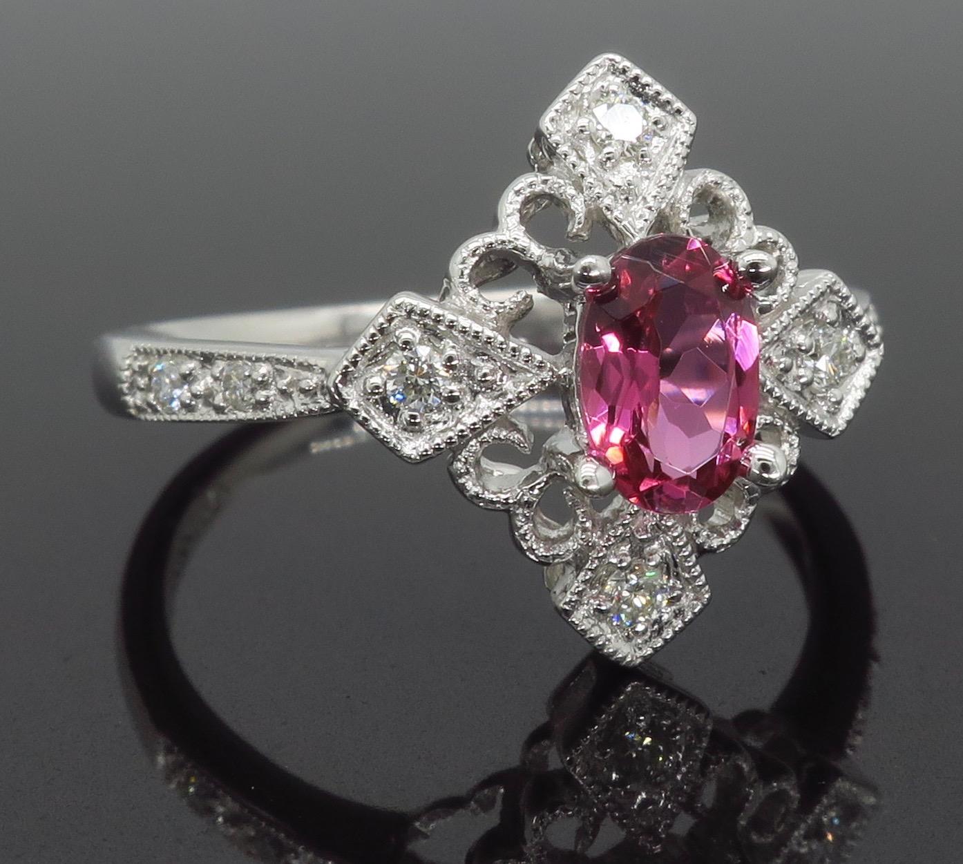 Diamond and Pink Tourmaline Ring 4
