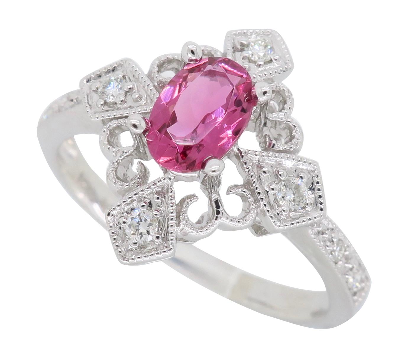 Diamond and Pink Tourmaline Ring 5