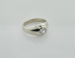 Diamond Pinky Ring "Gypsy" Style circa 1940s .80 Carat Centre Old Mine Cut