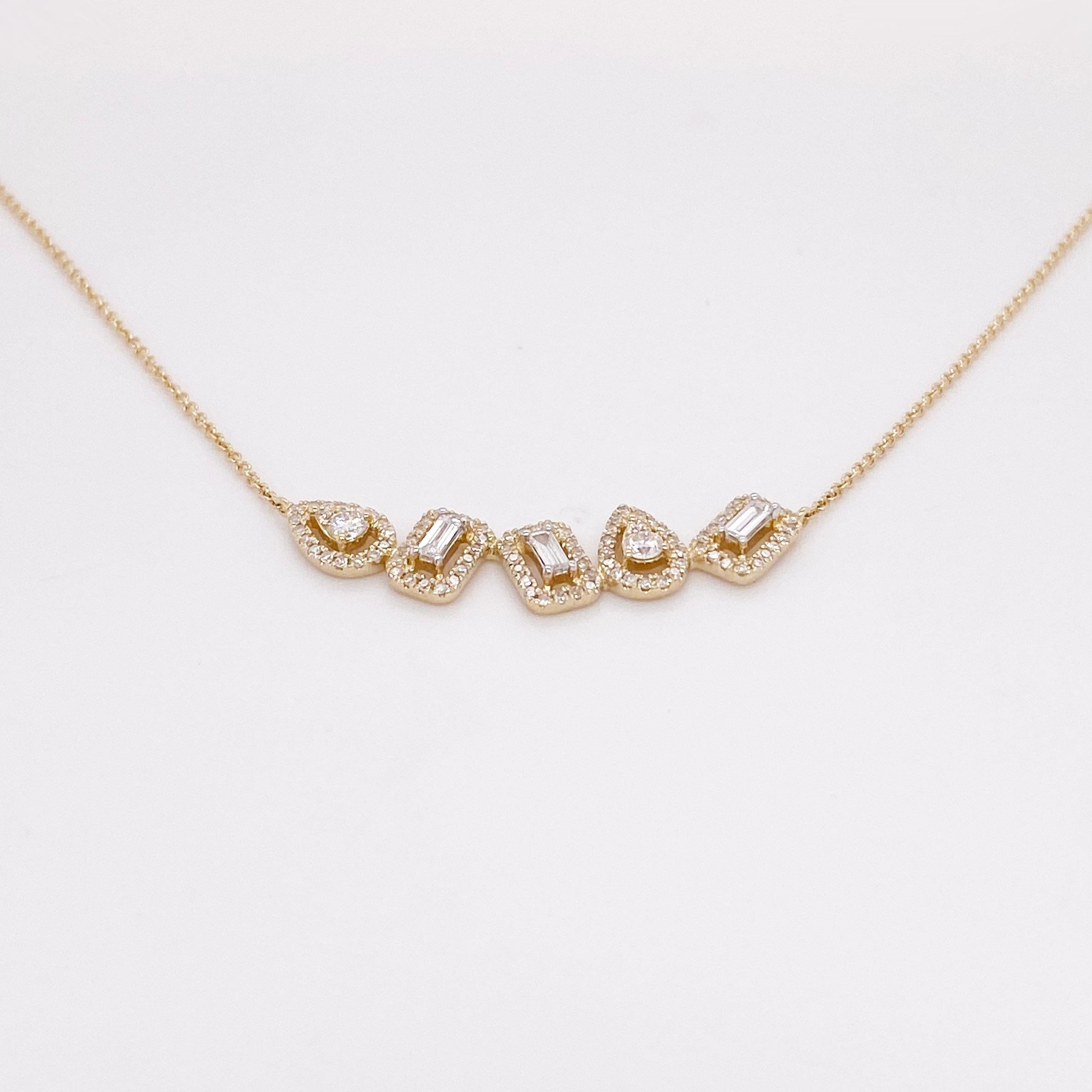 A NEW gorgeous diamond pendant necklace is the perfect addition to any fine jewelry collection! This diamond design is unique and trendy. Wear these as your signature necklace piece or pair it with other necklaces for a custom layered #NeckMess! The