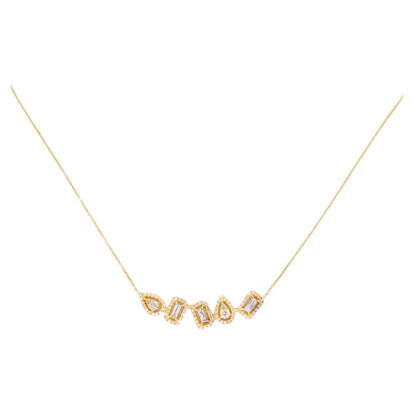 Diamond Pivoting Pendant Necklace 14K Yellow Gold .55 Carats, Half Carat Pendant For Sale
