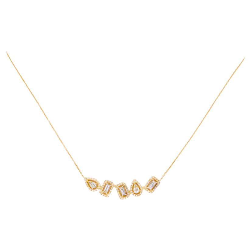 Collar Colgante Pivotante Diamantes Oro Amarillo 14K .55 Quilates, Colgante Medio Quilate