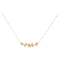 Diamond Pivoting Pendant Necklace 14K Yellow Gold .55 Carats, Half Carat Pendant