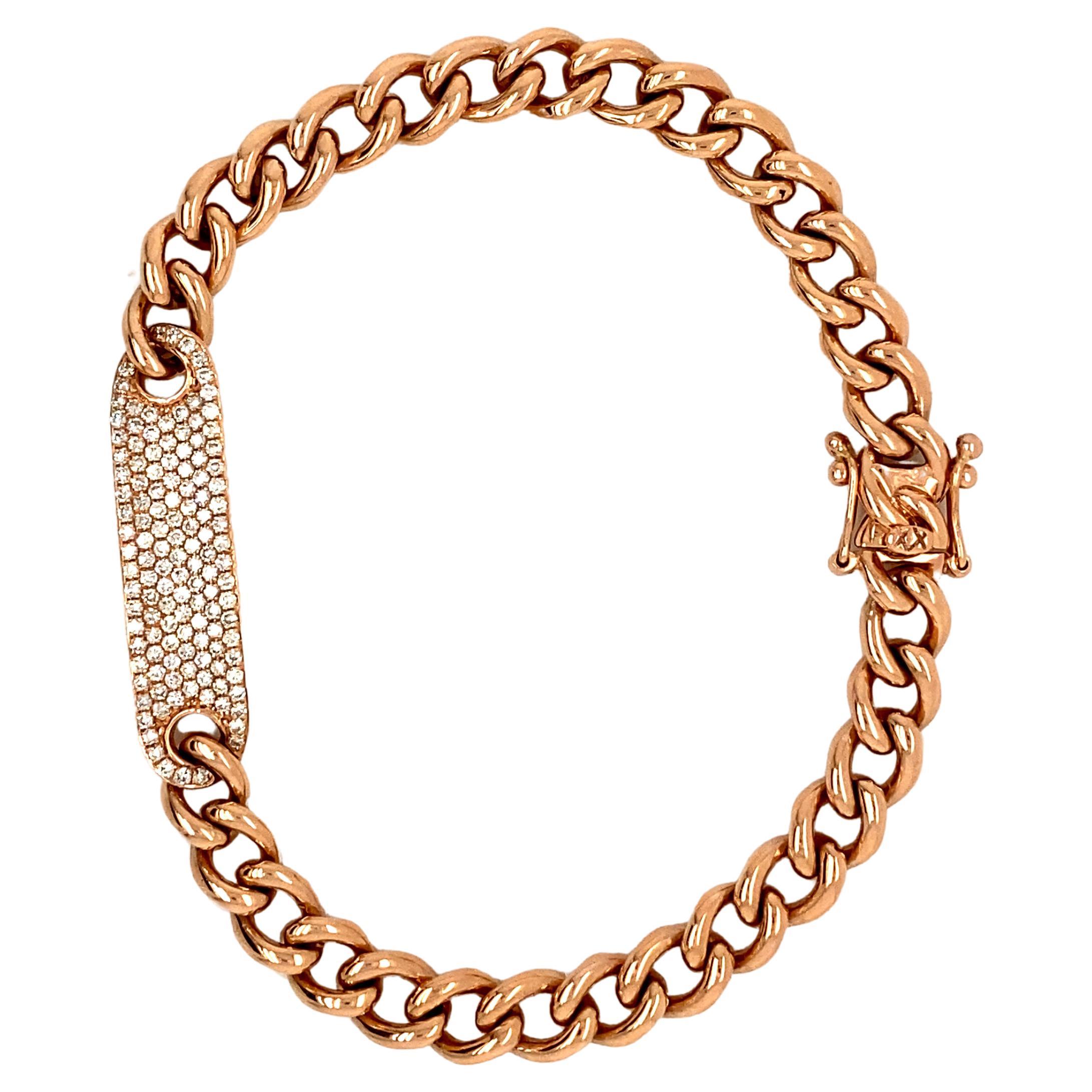 Hermes Diamond Gold Link Bracelet at 1stDibs