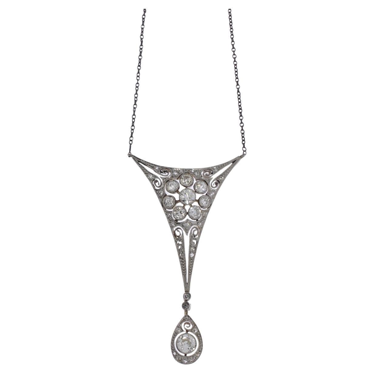 Collier pendentif diamant platine or 14 carats en vente