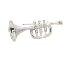 Diamond Platinum-14K White Gold Trumpet Brooch Pendant