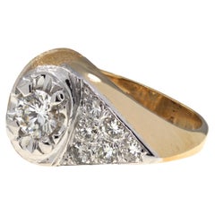 Retro Diamond, Platinum, 14K Yellow Gold “Pinky” Ring