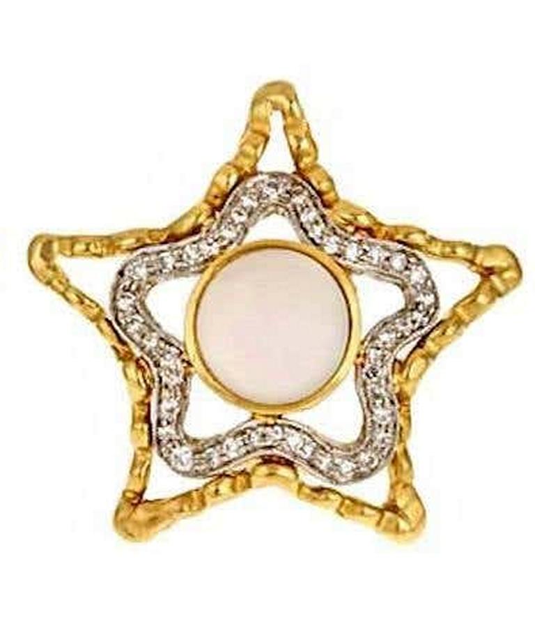 Contemporary Diamond Platinum 18 Karat Gold SHY STAR Earrings by John Landrum Bryant For Sale