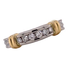 Bague à anneau en platine et or jaune 18 carats sertie de diamants
