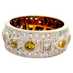 Diamond Platinum & 18K Gold Pave Band
