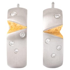 Diamond Platinum 18K Yellow Gold Earrings