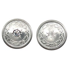 Diamond Platinum and 14k Yellow Gold Cufflink Stud Earrings