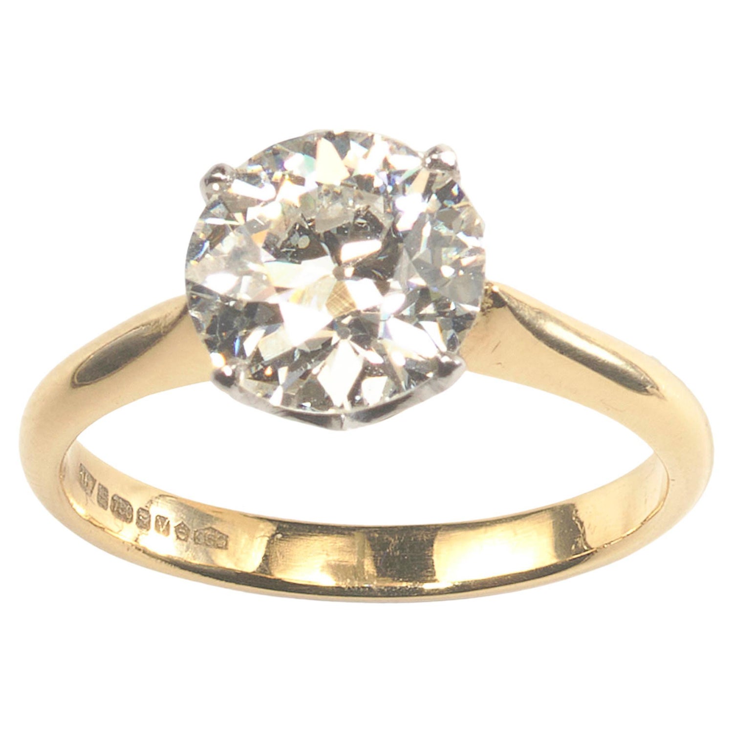 18k white gold vintage engagement ring 2.06ct. Champagne Diamond