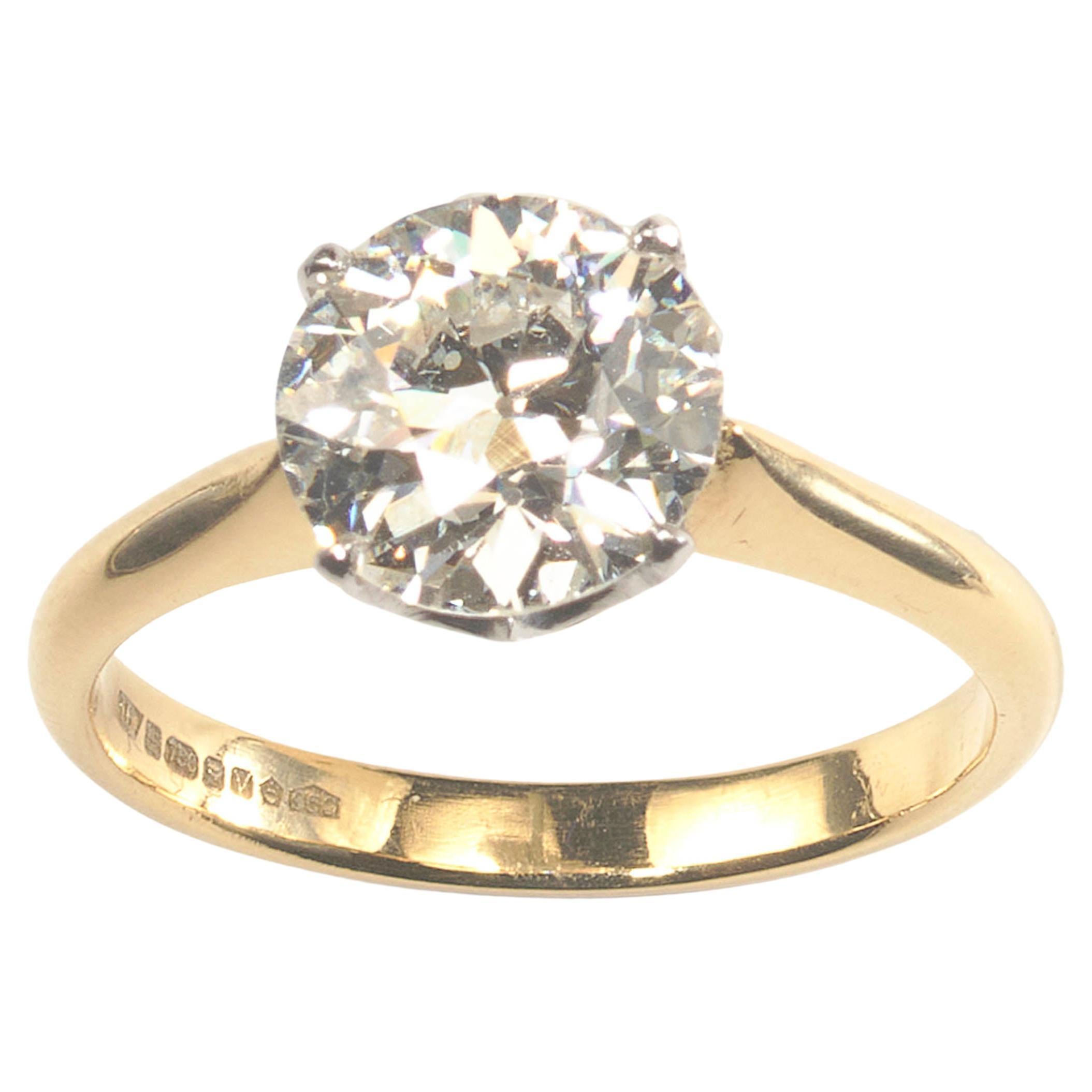 Diamond, Platinum and Gold Solitaire Ring, 2.05 Carats