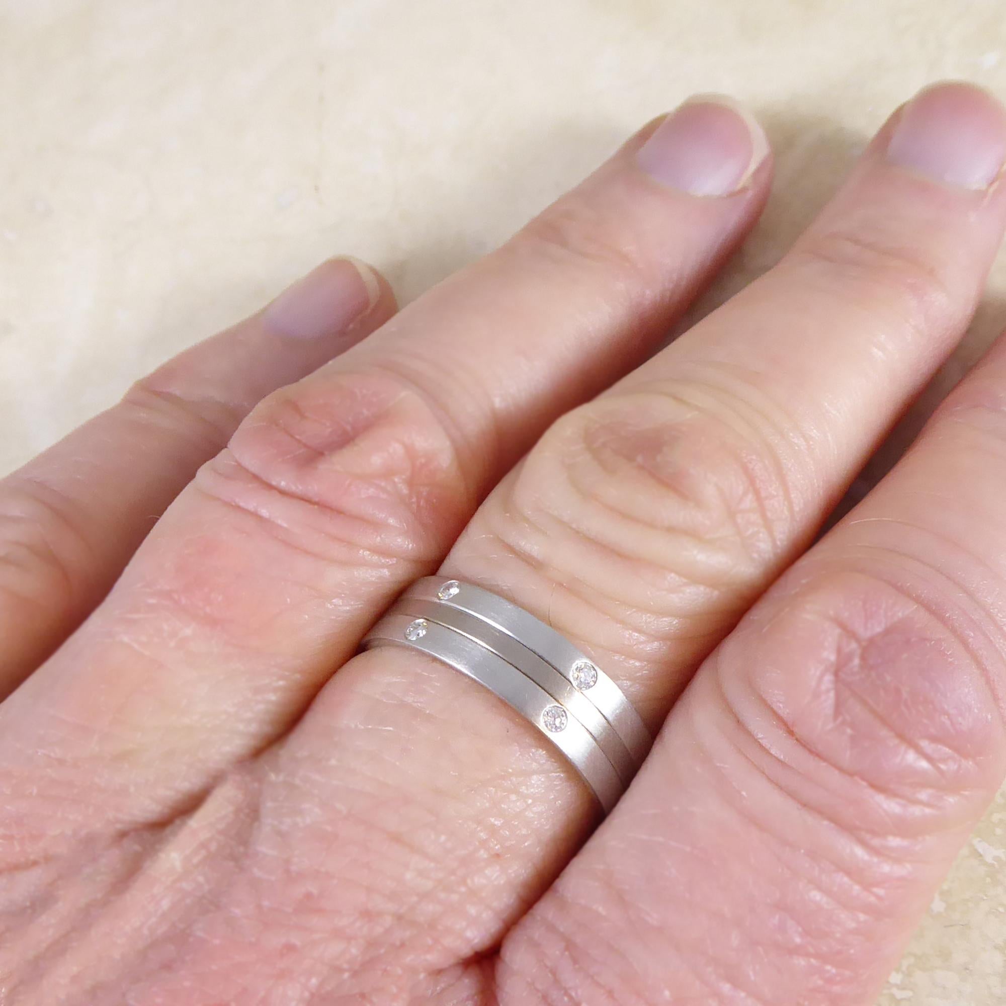 Women's or Men's Diamond, Platinum and White Gold Wedding Ring, Unworn, circa 1999