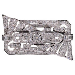 Vintage Diamond Platinum Art Deco Brooch Pin Estate Fine Jewelry